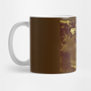 gold butterflies and abstract landscape Mug